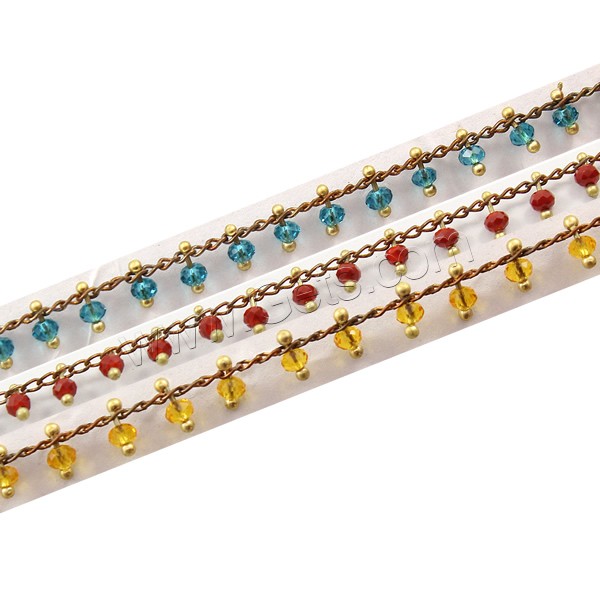 Crystal Beaded Chain, with Brass, plated, handmade & faceted, more colors for choice, 2x3x0.5mm, 2x3mm, 6mm, Sold By m