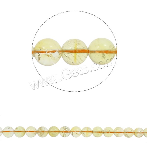 Abalorios De Citrina Natural, abalorio de citrino, Esférico, Birthstone noviembre & diverso tamaño para la opción, agujero:aproximado 1.5mm, longitud:aproximado 15.7 Inch, Vendido por Sarta