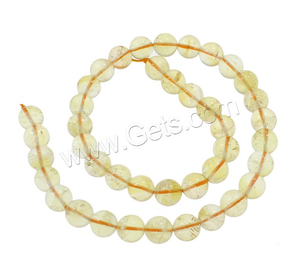 Abalorios De Citrina Natural, abalorio de citrino, Esférico, Birthstone noviembre & diverso tamaño para la opción, agujero:aproximado 1.5mm, longitud:aproximado 15.7 Inch, Vendido por Sarta