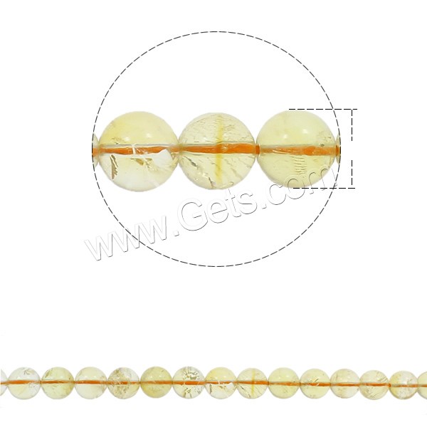 Abalorios De Citrina Natural, abalorio de citrino, Esférico, Birthstone noviembre & diverso tamaño para la opción, agujero:aproximado 1.5mm, longitud:aproximado 15.7 Inch, Vendido por Sarta