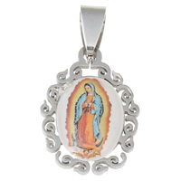 Edelstahl-Saint-Anhänger, Edelstahl, Jungfrau Maria, Christ/ Christin Schmuck & Epoxy Aufkleber, originale Farbe, 16x23x3mm, Bohrung:ca. 4x7mm, verkauft von PC