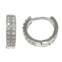 Stainless Steel Huggie Hoop Earring, micro pave cubic zirconia, original color 