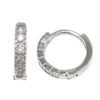 Sterling Silver Huggie Hoop Earring, 925 Sterling Silver, micro pave cubic zirconia 