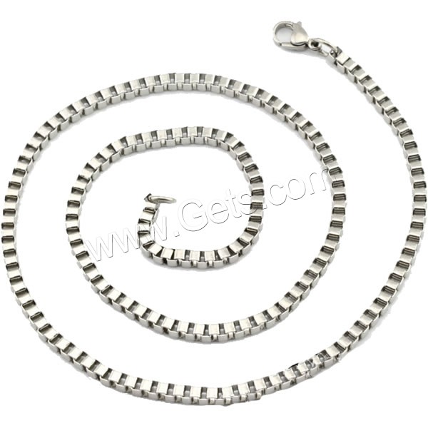 Stainless Steel Chain Necklace, different size for choice & box chain, original color, Length:Approx 19.6 Inch, Sold By Strand