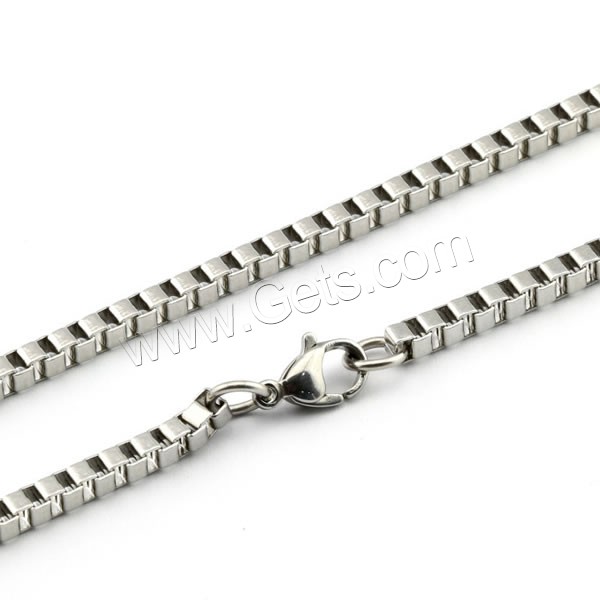 Stainless Steel Chain Necklace, different size for choice & box chain, original color, Length:Approx 19.6 Inch, Sold By Strand