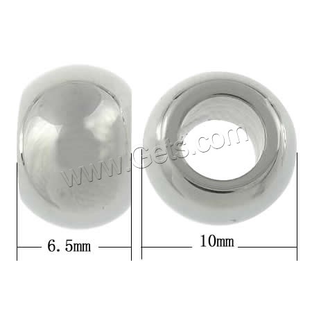 Abalorios Estilo Europeo de Acero Inoxidable, acero inoxidable 304, Toroidal, chapado, Modificado para requisitos particulares, más colores para la opción, 6.5x10mm, agujero:aproximado 5mm, Vendido por UD