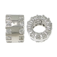 Cúbicos Circonia Micro pavimenta Esterlinas plata Abalorio, plata de ley 925, Toroidal, Micro pavé con 24 piezas de circonio cúbico & agujero largo, 6.5x10.5mm, agujero:aproximado 6mm, Vendido por UD