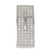 Zircon cubique Micro Pave Sterling connecteur Argent, argent sterling 925, rectangle, avec crosse modèle & Micro Pave 63 pcs de zircone cubique & boucle 2/2 Environ Vendu par PC