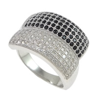 Befestigter Zirkonia Sterlingsilber Fingerring, 925 Sterling Silber, Mikro ebnen 150 Stück Zirkonia, 14mm, Größe:6, verkauft von PC