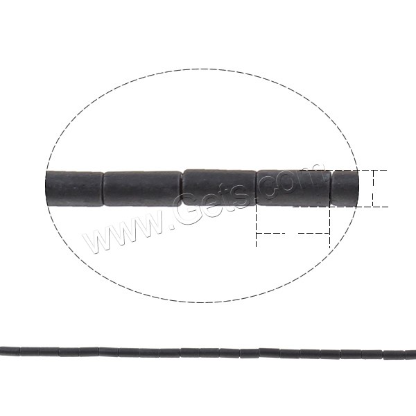 Las Perlas De Hematites Sin Magnético, Hematita no magnética, Tubo, diverso tamaño para la opción & glaseado, Negro, agujero:aproximado 1mm, longitud:aproximado 15.7 Inch, Vendido por Sarta