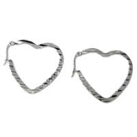 Boucle d'oreille en acier inoxydable Hoop, coeur, couleur originale, Vendu par paire