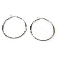 Boucle d'oreille en acier inoxydable Hoop, Plat rond, couleur originale, Vendu par paire