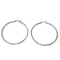 Boucle d'oreille en acier inoxydable Hoop, Plat rond, couleur originale, Vendu par paire