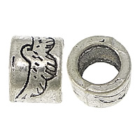 Perles de gros trou en alliage de zinc, pilier, Plaqué de couleur d'argent Environ 5.5mm, Vendu par PC