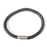 Rindsleder-Armbänder, Kuhhaut, Edelstahl Magnetverschluss, keine, 6mm, Länge:8.5 ZollInch, verkauft von Strang