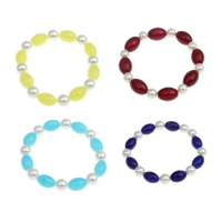 Pulseras de cristal perlas de joya , Vidrio, con Perlas de vidrio, Óvalo, barniz de secado al horno, más colores para la opción, 10mm, 15x11mm, longitud:aproximado 7 Inch, Vendido por Sarta