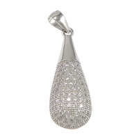 Cubic Zirconia Micro Pave Brass Pendant, Teardrop, platinum plated, micro pave 97 pcs cubic zirconia & hollow Approx 