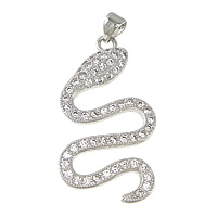 Cubic Zirconia Micro Pave Brass Pendant, Snake, platinum plated, micro pave cubic zirconia Approx 