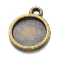 Pendantif en Alliage de zinc  , Plat rond, Plaqué de couleur de bronze antique Environ 1.6mm, Diamètre inté Environ 10mm Vendu par sac