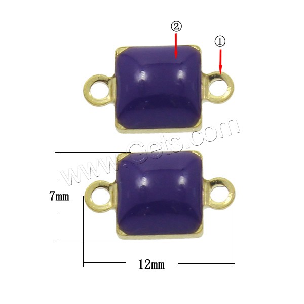 Emaille Messing Anschluss, Quadrat, plattiert, 1/1-Schleife, keine, frei von Nickel, Blei & Kadmium, 12x7x4.5mm, Bohrung:ca. 1.5mm, verkauft von PC