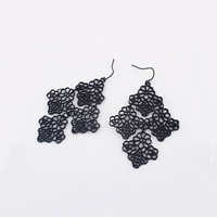 Zinc Alloy Drop Earring, Rhombus, stoving varnish, black 