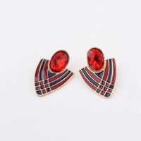 Enamel Zinc Alloy Stud Earring, with Crystal, gold color plated, faceted 