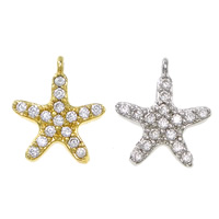 Cubic Zirconia Micro Pave Brass Pendant, Starfish, plated, micro pave cubic zirconia Approx 1mm 