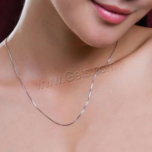 Sterling Silver Necklace Chain, 925 Sterling Silver, plated, different length for choice & snake chain, more colors for choice, 0.8mm, Sold By Strand