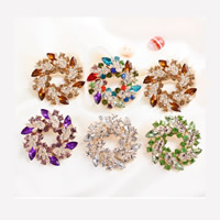 Rhinestone Zinc Alloy Brooch, Flower, rose gold color plated, with rhinestone lead & nickel free 