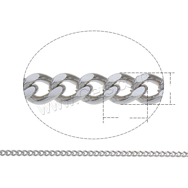 chaîne de gourmette en inox, acier inoxydable, avec bobine plastique, normes différentes pour le choix, couleur originale, 100m/bobine, Vendu par bobine