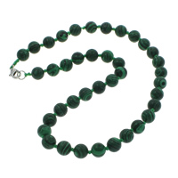 Malachite Beads Necklace, zinc alloy lobster clasp, Round, synthetic, 10mm Approx 18 Inch 