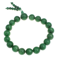 Handgelenk-Mala, Jade, mit elastische Nylonschnur, rund, natürlich, buddhistischer Schmuck, grün, 14mm, Länge:ca. 7.5 ZollInch, ca. 19PCs/Strang, verkauft von Strang