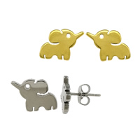 Stainless Steel Stud Earring, Elephant, plated 