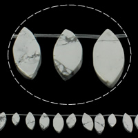 Türkis Naturperlen, Natürlicher weißer Türkis, Pferdeauge, natürlich, 12-16x20-36mm, Bohrung:ca. 1mm, Länge:ca. 15.7 ZollInch, 10SträngeStrang/Tasche, 18PCs/Strang, verkauft von Tasche