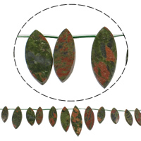 Unakit Perlen, Unakite, Pferdeauge, natürlich, 10-14x28-40mm, Bohrung:ca. 1mm, Länge:ca. 15.7 ZollInch, 10SträngeStrang/Tasche, 18PCs/Strang, verkauft von Tasche