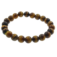 Pulseras de piedra del ojo del tigre, Ojo de tigre, Esférico, natural, 8mm, longitud:aproximado 7.5 Inch, 20Strandsfilamento/Bolsa, Vendido por Bolsa