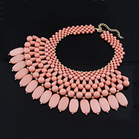 Collar de Declaración, aleación de zinc, con resina, con 1.5Inch extender cadena, chapado en color rosa dorada, Rosado, 20mm, longitud:aproximado 14.9 Inch, Vendido por Sarta