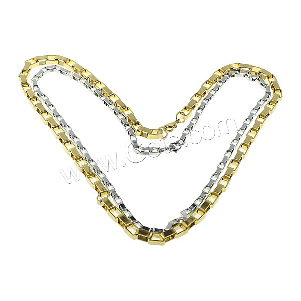 Stainless Steel Chain Necklace, plated, different size for choice & rectangle chain, more colors for choice, Length:Approx 23 Inch, Sold By Strand