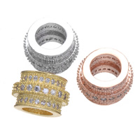 Cubic Zirconia Micro Pave Brass Beads, Drum, plated, micro pave cubic zirconia Approx 5.8mm 