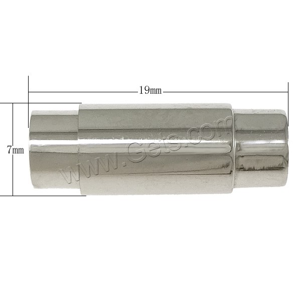 Cierre magnético redondo de acero inoxidable, acero inoxidable 316, Tubo, chapado, Modificado para requisitos particulares, más colores para la opción, 19x7mm, agujero:aproximado 5mm, Vendido por UD