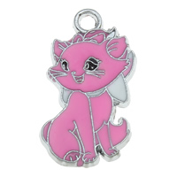 Zinc Alloy Enamel Pendants, Cat, pink Approx 3mm 