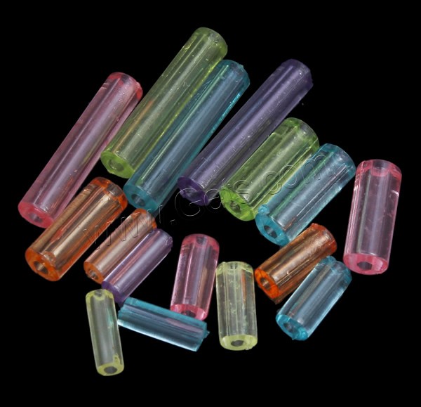 Transparent Acrylic Beads, Tube, different size for choice, more colors for choice, Hole:Approx 1mm, Sold By Bag