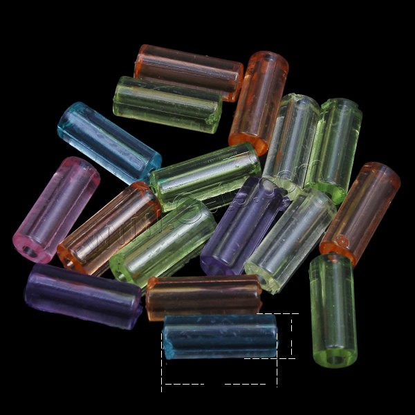 Transparent Acrylic Beads, Tube, different size for choice, more colors for choice, Hole:Approx 1mm, Sold By Bag