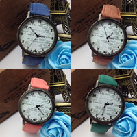 Unisex Wrist Watch, Zinc Alloy, with Canvas & Glass, Chinese movement, plated, adjustable 38mm, 18mm Approx 9 Inch 