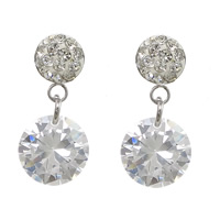 Boucle d'oreille goutte Zircon cubique (CZ), acier inoxydable, avec zircon cubique & argile, couleur originale, 22mm 10mm, Vendu par paire