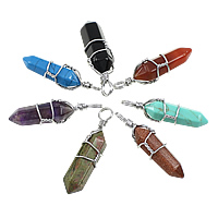 Gemstone Brass Pendants, with Brass, pendulum, platinum color plated nickel, lead & cadmium free Approx 5mm 