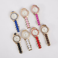 Women Wrist Watch, Zinc Alloy, with TR90 & Glass, Chinese movement, plated, for woman & enamel & with rhinestone 35mm, 20mm Approx 9.4 Inch 