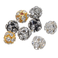 Boule strass Spacer, laiton, Rond, Placage, avec strass, plus de couleurs à choisir, 6mm Environ 2mm, Vendu par PC