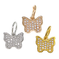 Cubic Zirconia Micro Pave Brass Pendant, Butterfly, plated, micro pave cubic zirconia Approx 4mm 