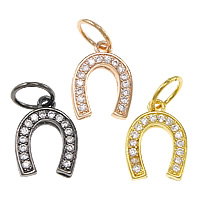 Cubic Zirconia Micro Pave Brass Pendant, Horseshoes, plated, micro pave cubic zirconia Approx 5mm 